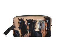 Running Horses Print Travel Toiletry Bag,Makeup Bag,Cosmetic Bag,Hanging Tolietry Bag for Women Men,Gym Daily