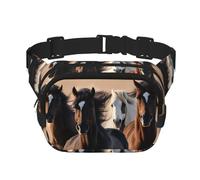 running horses print Womens Fanny Pack Everyday Hip Pouch Waist Bag for Travel Outdoor Running Hunting for Adult, Black, One Size