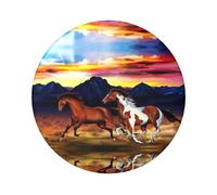 Running Horses Printing 6cm Round Tinplate Badge Single Side Printed Perfect For Personal Style Decoration And Gift Giving