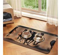 Running Horses Printing Pet Absorbent Tablecloth, Special Pad For Pet Bowls, Rollable For Storage, Ideal For Pet Bowls