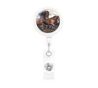 Running Horses, Retractable Badge Holder,Badge Reels Holder with ID Clip Alligator Clip