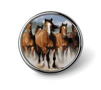 Running Horses Round Badge Pin Funny 1 Inch Button Brooch Lapel Pins Fashion Hat Shirt Pin Tie Tack Pinback Buttons Badge Party Supplies Decor Badges For Clothing Coat Hat Dress For Men Women