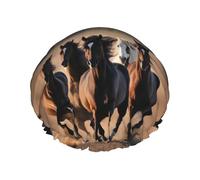 Running Horses Shower Cap Reusable For Women, Double Waterproof Layers Shower Cap, Hair Care Essential