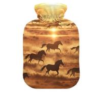 Running Horses Sunset Hot Water Bottle with Soft Cover Hand Feet Warmer Warm Water Heat Bottles for Menstrual Cramps Pain Relief Medium