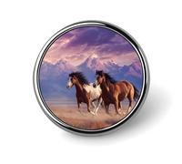 Running Horses Sunset Sky Mountains Brooch Pins for Women Men Cute Badge Lapel Pins for Backpack Dress Accessories