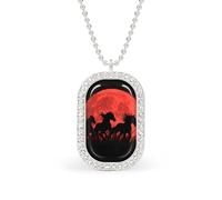Running Horses Under The Blood Moon Women's Necklaces Pendant Necklace Fashion Diamond Jewelry with Chain
