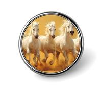 Running Horses White Horse Round Pin Brooch Badge Button Stylish Aluminum Decorative for Clothes Backpacks Hats