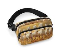 Running Horses White Horse Unisex Waist Bag Belt Adjustable Crossbody Pack for Travel Running