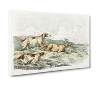 Running Hounds By Henry Alken Canvas Print | Gallery Wrapped 30mm Frame Wall Art | 24x16 inches | Ready to Hang | Retro Animal Picture | Living Room Bedroom Lounge Office