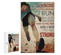 Running I Don't Run to Win Races I Run to Feel Strong Funny Runner Sports Poster Puzzle 1000 Pieces Jigsaw Puzzle - Funny Challenging Puzzle Perfect for Game Nights