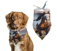 Running in Field Wild Horses Dog Bandanas Triangle Scarfs Printing Bib Scarf Adjustable Accessories for Small Dogs And Cats