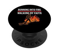 Running Into Fire Walking by Faith Christian Fireman PopSockets Adhesive PopGrip