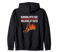 Running Into Fire Walking by Faith Christian Fireman Zip Hoodie