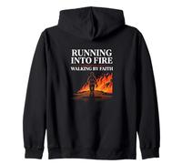 Running Into Fire Walking by Faith Firefighter Zip Hoodie