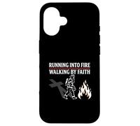 Running Into Fire Walking by Faith Fireman Cross Case for iPhone 16