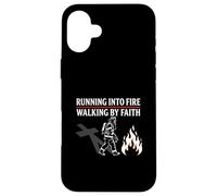 Running Into Fire Walking by Faith Fireman Cross Case for iPhone 16 Plus