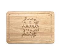 Running is Cheaper Than Therapy Rectangular Wooden Chopping Board