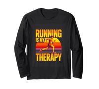 Running is My Therapy Retro Running Jogging Long Sleeve T-Shirt