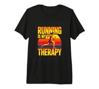 Running is My Therapy Retro Running Jogging Premium T-Shirt