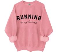 Running Is My Therapy Sweatshirt, Running Is My Therapy Long Sleeve Shirt Runner Lovers Sweatshirts Pink