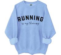 Running Is My Therapy Sweatshirt, Running Is My Therapy Long Sleeve Shirt Runner Lovers Sweatshirts Sky Blue