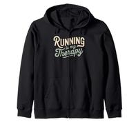 Running Is My Therapy Workout Marathon Runner Quote Zip Hoodie