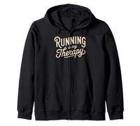 Running Is My Therapy Workout Marathon Runner Quote Zip Hoodie