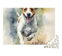 Running Jack Russell 1000 Piece Jigsaw Puzzles Happy Running Dog for Adult Educational Game Home Decoration Challenge High Difficulty Birthday Gifts 52x38cm/1000pcs