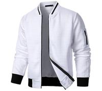 Running Jacket Mens Men's Jacket Lightweight Casual Jackets Up Fashion Jacket (White, XXXL)