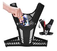 Running Jacket Phone Holder, Zip Reflective Vests Holds 1000 ml Water Bottle, Adjustable Waistband & Breathable Materials, Chest Gear for Men/Women, Running Or Cycling