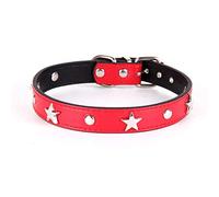 running lead rope Star Studded Dog Collar Leather Puppy Neck Strap Comfortable Cat Collar Adjustable Pet Collars For Small Dogs S/M/L 6 Colors-Red_L