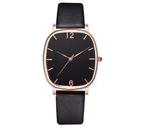 Running Leather Color Strap Solid Watches Watches Secon for Women Sport Watch Woodwork (Black, One Size)