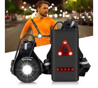 Running Light, Chest Run Light with Adjustable Beam 500 Lumens, USB Rechargeable Waterproof Front Lamp and Back Warning Flashing LEDs