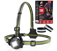 Running Light for Runners - Chest LED Lamp Run Light - 90° Adjustable Beam Angle, 500 Lumen 360 Degree Reflective Band, USB Rechargeable - Front Body Torch Rear Safety Warning (Black)