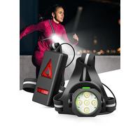 Running Lights for Runners, 5 Lamp Strong Light Running Torch Beads, 90° Adjustable Angle, Max 12H Run Time 3 Lights Modes Waterproof Chest Light for Outdoor Sports, Dog Walking Jogging, Night Fishing