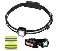 Running Lights for Runners, Chest LED Lamp Run Light IPX5 Waterproof, 2 Pcs Reflective Armbands, Running Torch USB Rechargeable 3 Modes 300 Lumen, Light Up Gear for Runners Bikers Walkers Joggers Pets