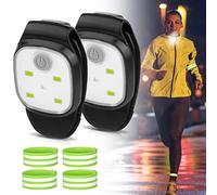 Running Lights for Runners Clip - 2 Pcs USB Rechargeable LED Running Torch with 4 pcs Reflective Armband, 4 Light Modes, Outdoor Night Clip on Running Lights for Runner for Running, Camping, Dog Walks
