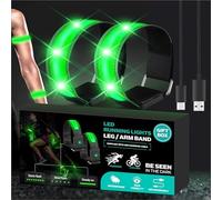 Running Lights for Runners USB Rechargeable Reflective Arm Bands Adults 2 Pack High Visibility Reflective Armbands for Night Safety Running Armband Running Gear Band for Cyclists Jogging Dog Walkers