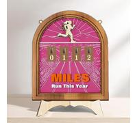 Running Mileage Tracker Counter, Personalized Mini Running Log Counter with 4-Digit Flip Number, Runner Gifts for Men Women, Motivational Running Accessories, Gym & Workout Décor for Home (Pink)