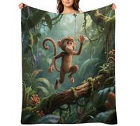Running Monkey Blanket Lightweight Throw Blanket Soft Cozy Flannel Blankets Travel Bed Blanket for Couch,Sofa,Bed,Chair,Camping, Picnic Warm and Cozy for All Seasons 60"x80"