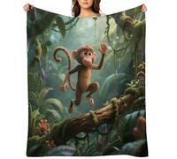 Running Monkey Blanket Lightweight Throw Blanket Soft Cozy Flannel Blankets Travel Bed Blanket for Couch,Sofa,Bed,Chair,Camping, Picnic Warm and Cozy for All Seasons 40"x50"