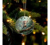 Running Monkey Christmas Ornaments - Circular Christmas Hanging Ornament Winter Holiday Decor, Acrylic Xmas Pendant for Tree, Fireplace Mantel, Winter
