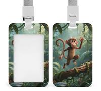 Running Monkey Retractable ID Badge Holder with Lanyard - Vertical Badge Reel,Keychain Clip,Name Tag Id Card Holder Protector for Nurse Officer Teacher Security Staff Women Men