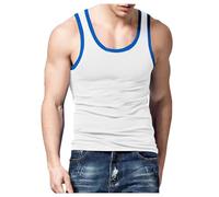 Running Muscle Tank Top for Men Dry-Fit Workout Sleeveless Tops Breathable Y-Back Shirts Training Bodybuilding Vests Tank top Men Stripe Thermals Men Vests Mens camo Shirt (White, L)