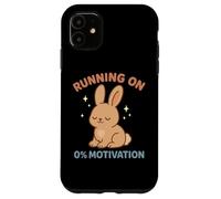 Running On 0% Motivation Funny Lazy Bunny Rabbit Cozy Apathy Case for iPhone 11