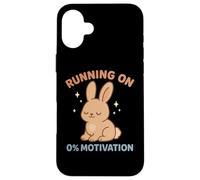 Running On 0% Motivation Funny Lazy Bunny Rabbit Cozy Apathy Case for iPhone 16 Plus