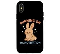 Running On 0% Motivation Funny Lazy Bunny Rabbit Cozy Apathy Case for iPhone X/XS