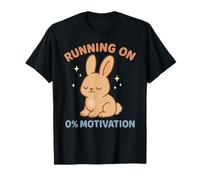 Running On 0% Motivation Funny Lazy Bunny Rabbit Cozy Apathy T-Shirt