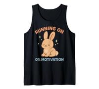 Running On 0% Motivation Funny Lazy Bunny Rabbit Cozy Apathy Tank Top