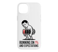 Running On 1 Percent And Expectations T-Shirt Funny Burnout Case for iPhone 14 Plus